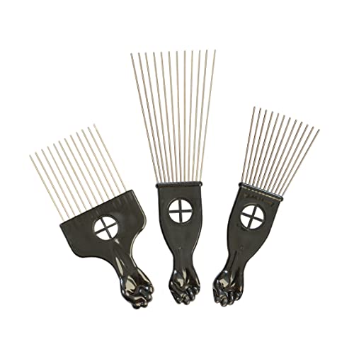 3 Pcs Metal Hair Pick Combs Afro Pick Comb Wide Tooth Hair Pick Comb Salon Using for Hairdressing Styling Tool - style: Afro pick comb