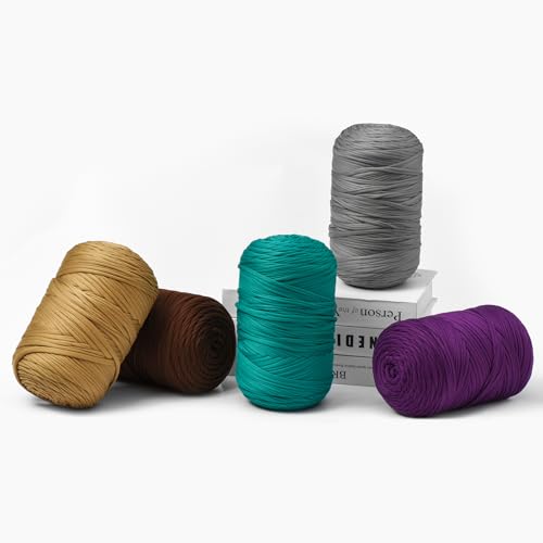 (800g/228yds) T Shirt Yarn, Soft Tshirt Crochet Yarn for Crafts and DIY Knitting Crocheting Cloth/Bag/Basket/Coaster, 100% Polyeste Elastic Fabric Chunky Thick Yarns for Crocheting (Dark Gray) - color: Dark Gray