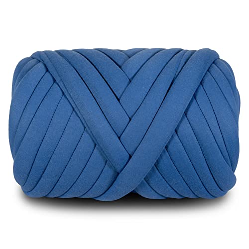 DIY Soft Polyester Bulky Yarn, Blue, 2.2 LBS, 41.5 Yards | Hand Knitting, Arm Knitting, For Blanket, Pillow, Handbag, Chunky Braided Knot Throw, Weave Craft Crochet - color: Blue (Polyester)