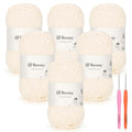 Skinny Chenille Yarn for Crocheting - 6 Pack of 50g/158yd (948yd Total) - Soft Matte Thin Chenille CYC #2 - Fine Weight Baby Yarn for Plush Toys, Baby Blankets & Small Crafts(Light Beige) - color: Light Beige