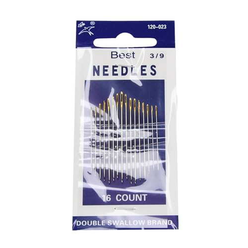 Sewing Needles Gold Eye Set, 3-20Pcs Fine Carbon Steel Needles for Leather, Upholstery, Canvas, Embroidery, Tapestry, DIY Projects Arts Crafts,120-015,120-023,120-065,120-043,120-051,120-073 Model
