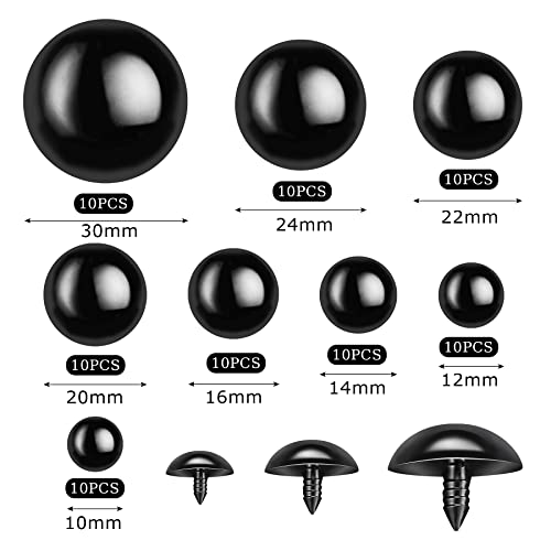 80pcs Large Safety Eyes for Amigurumi Eye for Stuffed Animals Craft Crochet Dolls Eyes for DIY Puppets Bear Crafts Animals Amigurumi Making Supplies - color: Black