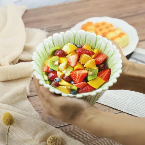 WAIT FLY Green Daisy Ceramic Rice/Salad/Soup/Dessert/Cream Soup Bowls - color: Daisy