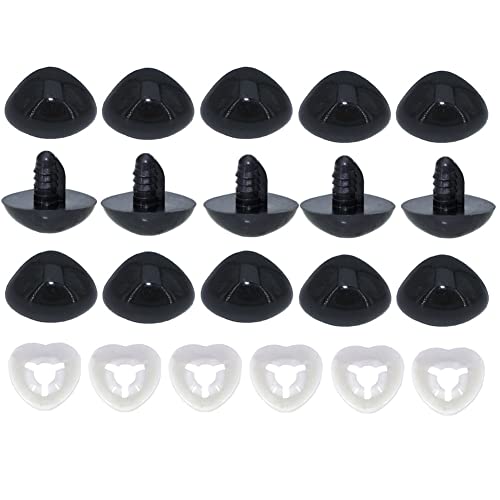 ARTCXC 30pcs 20 * 26mm Large Safety Nose for Crocheting DIY Crafts | Black Plastic Crafts Eyes for Crocheting of Doll, Puppet, Plush Animal Decor,with 30pcs Washers ,Easy to Install Manually - color: Safety nose