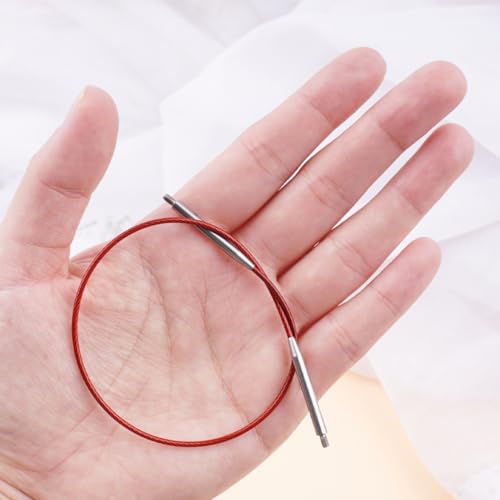 WAZAIGUR Interchangeable Circular Knitting Needles Cable 10inch/25cm | Durable, Smooth, Fit Interchangeable knitting needles, Polished Metal Connector Head, Metallic Cable - size: 10inch/25cm