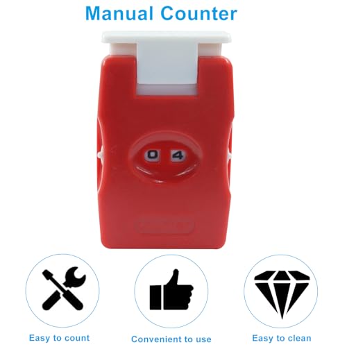 Kemcatui Knitting Counters, 2 Pieces, Red | Plastic, Portable, Stitch and Row Counter, For Crochet, Yarn Crafts, and Needlework - color: red