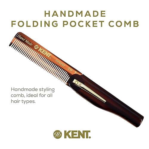 Kent 20T Handmade Folding Pocket Comb for Men, Fine Tooth Hair Comb Straightener for Everyday Grooming Styling Hair, Beard or Mustache, Use Dry or with Balms, Saw Cut Hand Polished, Made in England - color: Tortoiseshell, size: 3 Pack