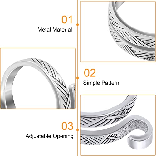 ANCIRS 2pcs Knitting Crochet Loop Ring for Fingers, Silver | Metal, Adjustable, Comfortable to wear, Open Yarn Guide Finger Holders, Crochet Tension Ring - color: 2 Silver