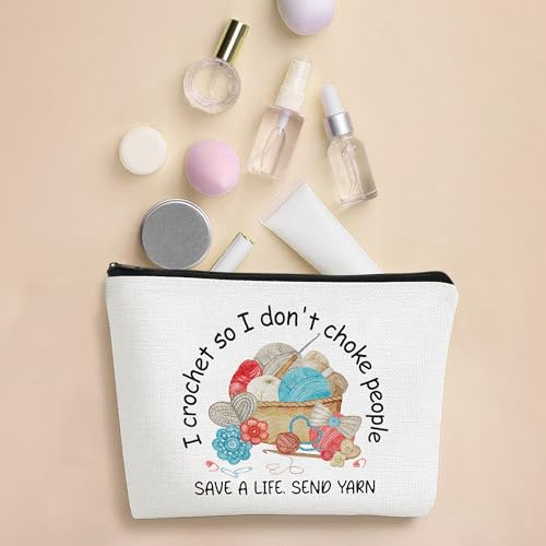 Funny Crocheting Gifts Makeup Bag for Women Knitting Gift for Crochet Beginner Crochet Lovers Friends Crocheters Accessories Cosmetic Bag - style: Crochet