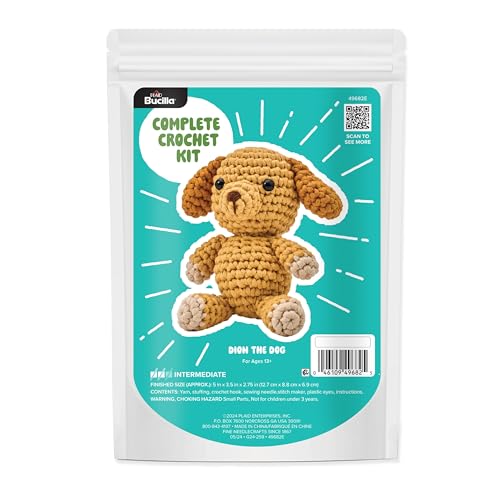 Bucilla Complete Crochet Kit, Dion The Dog, 5" - color: Dion the Dog