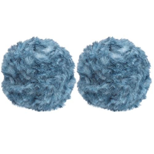 PATIKIL 70 Yards Fur Yarn, 2 Skeins 100 Grams Soft Plush Fluffy Chunky Polyester Faux Fur Eyelash Yarn for Crocheting Hand Knitting Blanket Hats Crochet Crafting, Dark Light Blue - color: Dark Light Blue