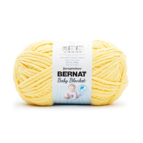 Bernat BABY BLANKET BB Buttercup Yarn - 1 Pack of 10.5oz/300g - Polyester - #6 Super Bulky - 220 Yards - Knitting/Crochet | #6 Super Bulky Yarn, 100% Polyester, Soft Baby Blanket Yarn for Crochet, Knitting & Crafts, 220yds, 300g/10.5oz, 1 Pack - color: Bu