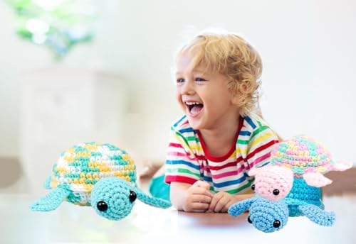 Kaaper Crochet Kit for Beginners Adults, Beginner Crochet Animal Kit Turtles Family Kit 3 pcs, Crochet Starter Kit & Knitting Supplies with Step-by-Step Video (Turtles Family) - color: Turtles Family