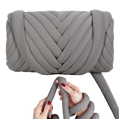 DIY, 2.2 LBS of Soft Polyester Bulky Yarn for Hand Knitting Blanket, Pillow, Handbag, Grey, 41.5 Yards, Arm Knitting Yarn for Chunky Braided Knot Throw Blanket, Weave Craft Crochet - color: Grey (Polyester)
