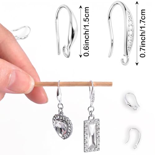 stino 16Pcs Chunky Earring Hooks for Jewelry Making (Silver Plated) | Chunky Earring Making Supplies - color: Silver Plated