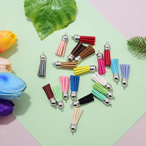 Happer 60 Pieces Leather Tassel Bulk for Keychain Key Rings and Jewelry Making, 20 Colors