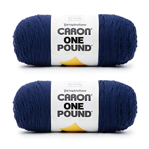 Caron One Pound Soft Yarn for Crocheting & Knitting, Midnight Blue, 2-Pack | #4 Worsted Medium, Soft 100% Acrylic Yarn for Crochet, Knitting, Blankets and Crafts, 812yds, 453.6g/16oz per skein - color: Midnight Blue, size: 2 Pack