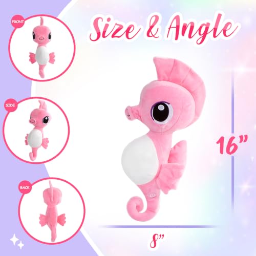 16” Light up Seahorse Stuffed Animals LED Ocean Life Plush Toy | Soft Day Birthday Children Gifts Toddler Kids Night Bedtime Pal Pink Beautiful Decorative - color: Pink Seahorse