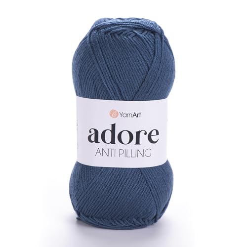1 Skein YarnArt Adore, Antipilling Yarn, 100% Antipilling Acrlylic, 100 g (3.5 oz), 280 m (306 yd), 3 : Light-DK, Blue - 348 - color: Blue - 348