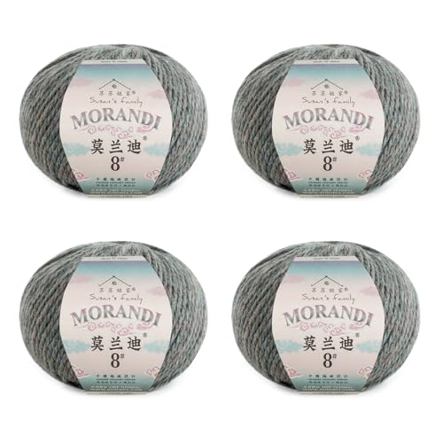 Susan's Family Molandi #8 100Merino Wool Yarn, 4x50g/82yds - Sedona Sage | 100% wool yarn, Bulky weight, skin-soft, comfort, warm, breathable, crochet/knit garment, blanket, shawl, scarf, bag - color: 14#Sedona Sage