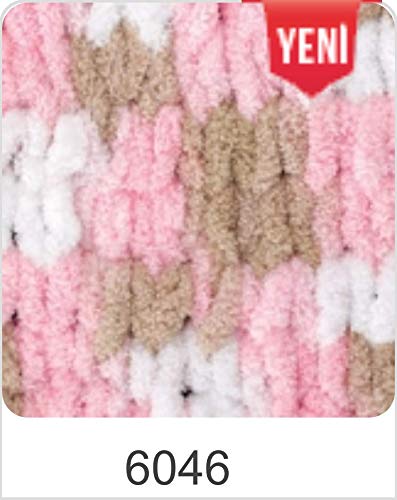 Alize Puffy Color Baby Blanket Yarn Lot of 4skn 400gr 39.3 yds 100% Micropolyester Soft Yarn Hand Knitting Yarn (6046) - color: 6046