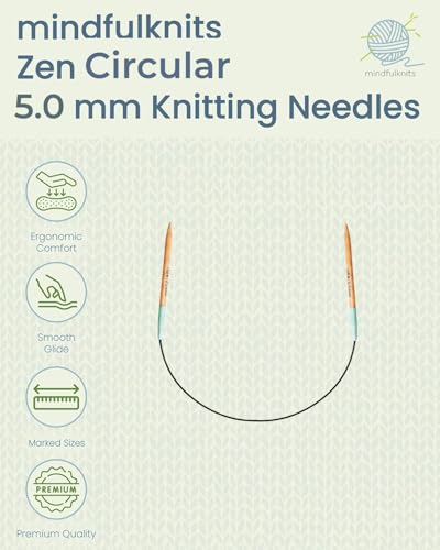 mindfulknits Zen Circular Knitting Needles - US 8, 5mm -16 Inch Length - Premium Beech Wood with Ombre Glossy Finish - Smooth Glide for All Projects - Green - size: 5mm Green
