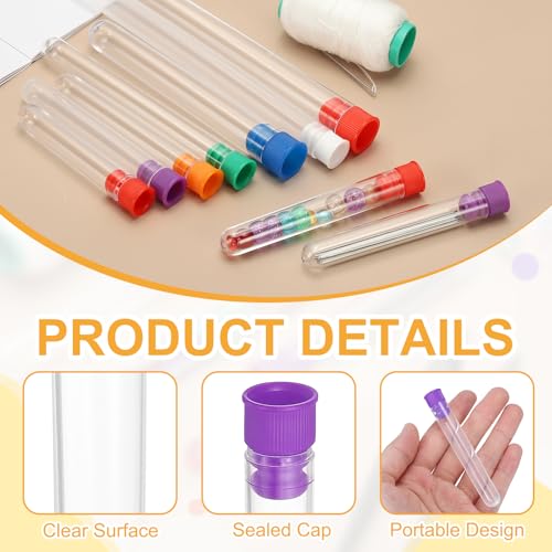 PATIKIL 2.4" Length Plastic Sewing Needle Storage Holder, 16 Pcs Portable Embroidery Needle Clear Pin Toothpick Storage Tubes Case for Craft Knitting, Purple - color: Purple, size: 2.4"