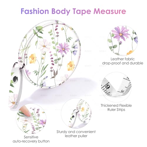 Sewing Tape Measure，Colour Printed Small Retractable Soft Measuring Tape for Tailor Cloth Fabric Body Measurements. - color: Floret