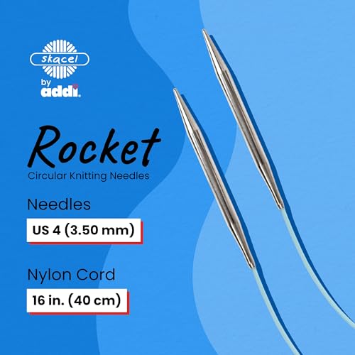 skacel by addi Rocket Circular Knitting Needles, Fixed 16 Inch (40 cm) Plated Brass Tips with Flexible Nylon Cord, 3.5 mm (US Size 4) - size: 3.50 mm