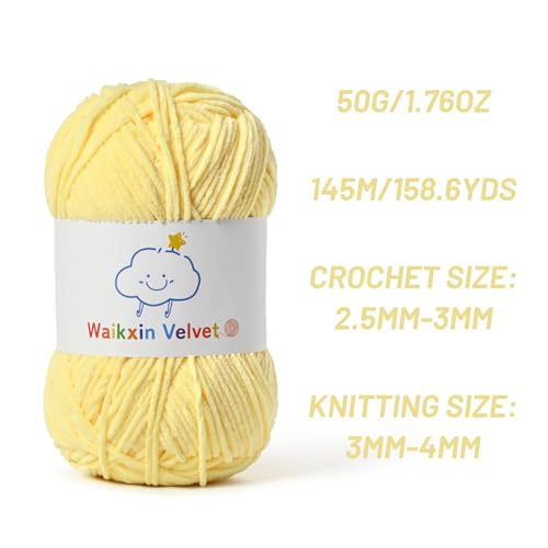 2 Pack Fluffy Chenille Yarn for Crocheting, Baby Yarn for Crocheting Soft, 100g/3.5oz Velvet Amigurumi Yarn, Fingering Weight Yarns for Crocheting Baby Blankets、DIY Craft.(2 Light Yellow) - color: [2 Light Yellow]