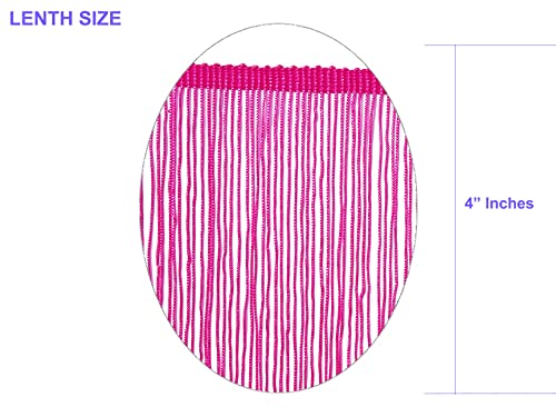 5 Yards of 4" Long Chainette Fringe Thread Yarn Tassel Trim Braid Fringe for Crafts Sewing and Decor-Dark Pink - color: Dark pink, size: Value 5 Yards