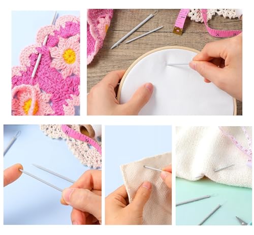 Zuoyou 6 Pcs Nylon Thread Rope Threader Yarn Thread Large Eye Wool Needle Threader Weave Knitting Needle Yarn Sewing Needle Sweater Needle Knitting Tool - size: 92mm, 80mm, 68mm