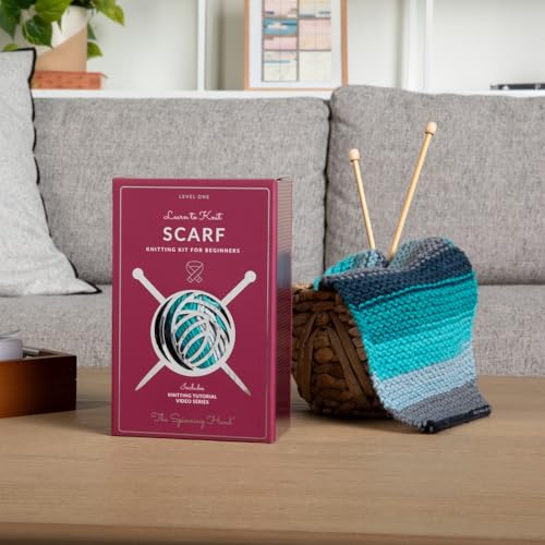 The Spinning Hand Knitting Kit for Beginners Adults – Educator-Designed, Self-Striping Wool Yarn, Bamboo Needles & Video Tutorials (Nebula) - color: Nebula