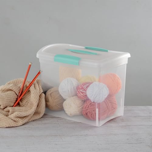 Sterilite Large Nesting ShowOffs™, Clear Bin w/Latch Lid & Handle, 6 Pack | Heavy-Duty and Stackable Utility Box Containers for Home, Office, Cabinet, Closet, Bedroom, and Basement Organization - size: Large, style: 6 Pack