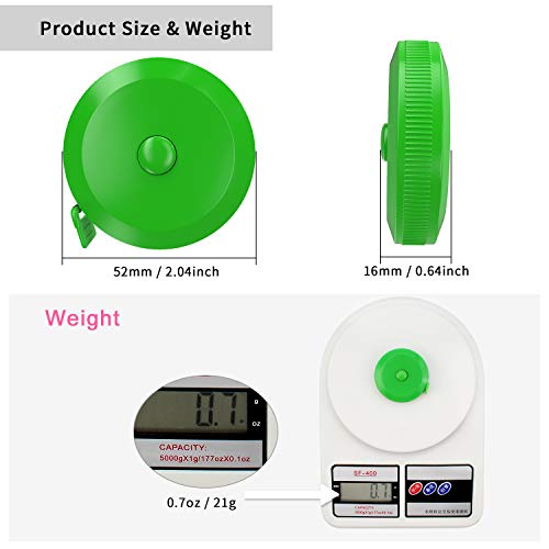 DiCUNO 3-Pack Soft Retractable Measuring Tape, 60-Inch 1.5 Meter, Green | Measuring Tape for Pocket, Body Tailor Sewing Craft Cloth, Medical Nursing, Tape Measure - color: Green*3pcs