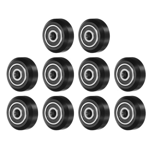 uxcell 10pcs 3D Printer POM Rollers, Solid High-Speed Gantry Wheels V Slot POM Pulley Wheel with 625-2RS Double Shield Bearing for 3D Printer, CNC Machine (Black)