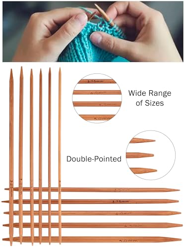 Haosie Double Pointed Knitting Needles Set, 55pcs/Set Bamboo Knitting Needles for Handmade DIY Craft Small Knitted Items, 11 Sizes from 2.0mm-5.0mm, 5.1in/13cm Length