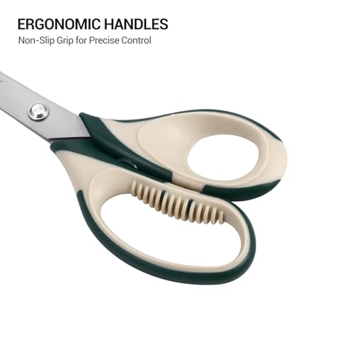 LIVINGO 3 Pack 8" Office Scissors All Purpose – Titanium Coated Blades | Ergonomic Colorful Handles, Sharp Heavy Duty Shears for Home, School Sewing & Craft Cutting Fabric, Paper