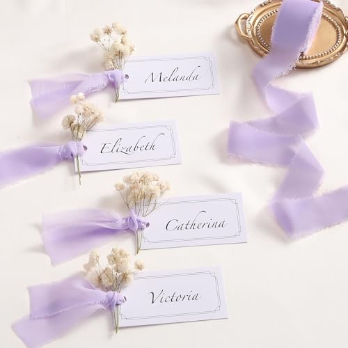 DORIS HOME Handmade Frayed Fringe Chiffon Ribbon 1" x 21Yd Light Purple | Fabric Ribbon, For Flower Bouquet/Gift Wrapping/Wedding Invitations/Party Decorations - color: Light Purple