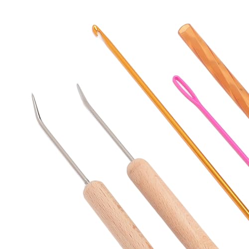Loom Knitting Pen Tool, Crochet Hook Set DIY Knitting Loom Hook for Hat Scarf Blanket Making Quick Winding Wooden Handle Smooth Aluminum Needle Easy Thread Pulling