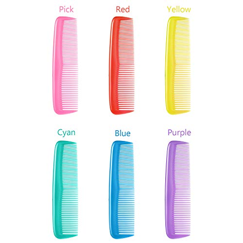Leinuosen 12 Pieces Pocket Hair Combs, Fine Tooth Combs, Colorful | Plastic Hair Care for Men Women, Portable Travel Size, for Barber Salon Hair Dressing Use, Not Breakable, Peines Para Cabello - color: Yellow, Purple, Green, Blue, Red, Pink