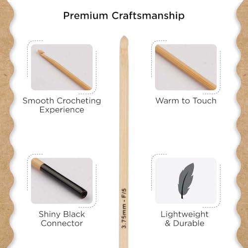 Knitter’s Pride Bamboo Luxe Afghan/Tunisian Crochet Hook - US F(3.75mm) - size: 3.75mm