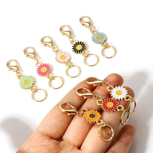 DoreenBeads Stitch Markers for Crocheting and Knitting | Alloy Enamel Crochet Marker Crochet Gifts for Knitting Weaving Sewing Accessories Quilting Jewelry Making - color: Colorful Daisies