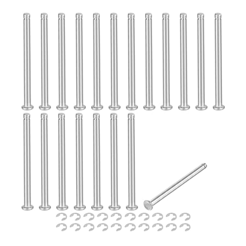uxcell 20Set M4x55mm 304 Stainless Steel Cylindrical Shaft Snap Ring Locating Pin, Flat Head Grooved Hinge Cylinder Position Pin with E Clip Retaining Ring, Silver - size: M4x55mm
