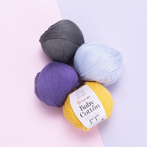 YarnArt Baby Cotton Yarn - Soft Knitting Yarn for Baby & Summer, 50% Cotton 50% Acrylic, 1.76 Oz, 180.44 Yds, Ideal for Amigurumi & Crochet Projects (1, 414) - color: 414