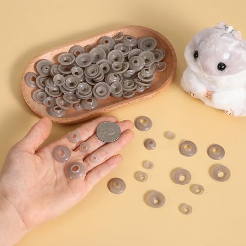 200 Pcs Safety Eyes Backs, Safety Eyes Washers, 5 Sizes Plastic Craft Washers Tan Color Eye Nose Gaskets Doll Making Accessories for Stuffed Animals, Amigurumi, Plush Toys, Crochet, Puppet