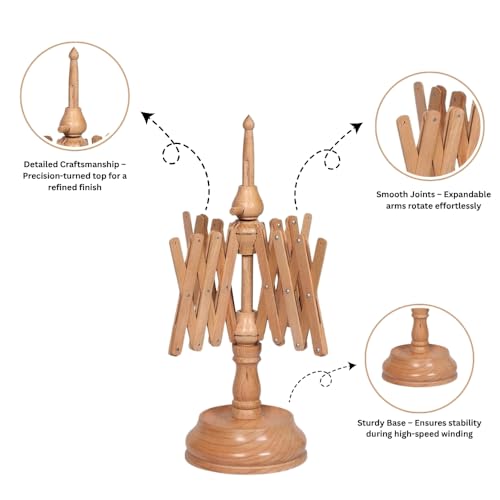Handcrafted Jumbo Rosewood Yarn Winder & Swift Set – Large Capacity Wooden Ball Winder for Knitting & Crocheting, Heavy Duty Tabletop Yarn Swift and Ball Winder - color: Beechwood Swift