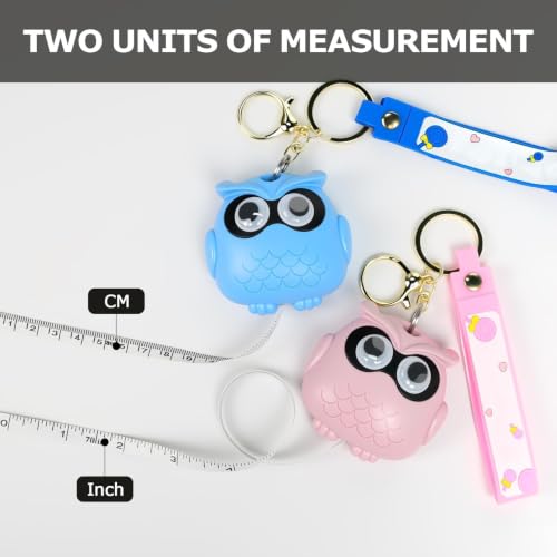 Cute Pink Owl Fashion Measuring Tape 79", Sewing Gifts w/Keychain | Soft dual-sided (cm/in) retractable pocket ruler. Essential sewing supplies & cute gifts for crafters, quilters and kids - color: A20-Pink Owl