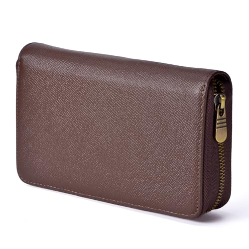 Fountain Pen Leather Pen Case 10 Divided Slots, Rollerball Pen Holder Handmade Display Organizer Zippered Pouch - color: Coffee