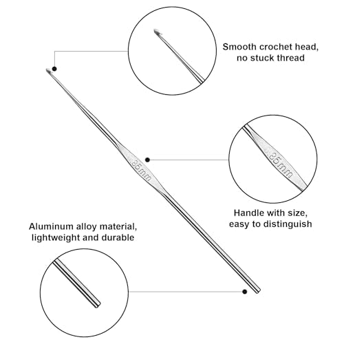 Skweawert 6Pcs 0.85mm Stainless Steel Crochet Hook | Bulk Hand Needles, for Beginners, Women, College Students, Crocheters - size: 0.85mm